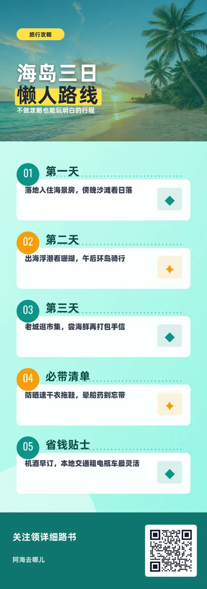 海岛三日懒人路线
