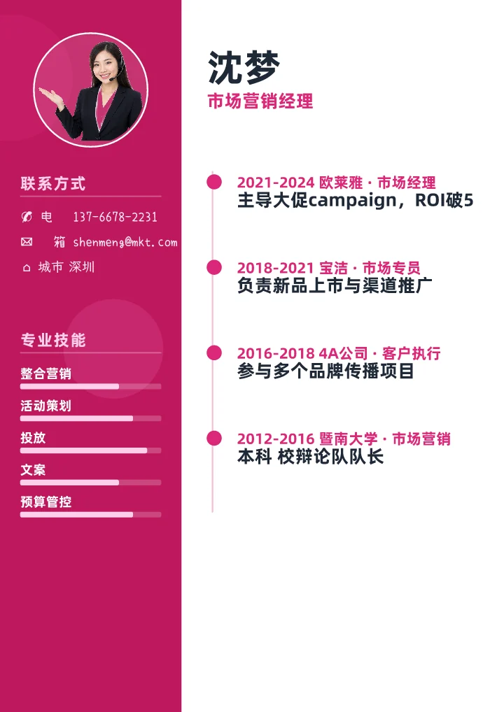 沈梦 · 市场营销