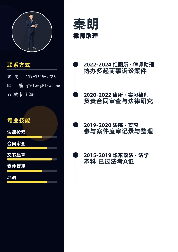 秦朗 · 律师助理