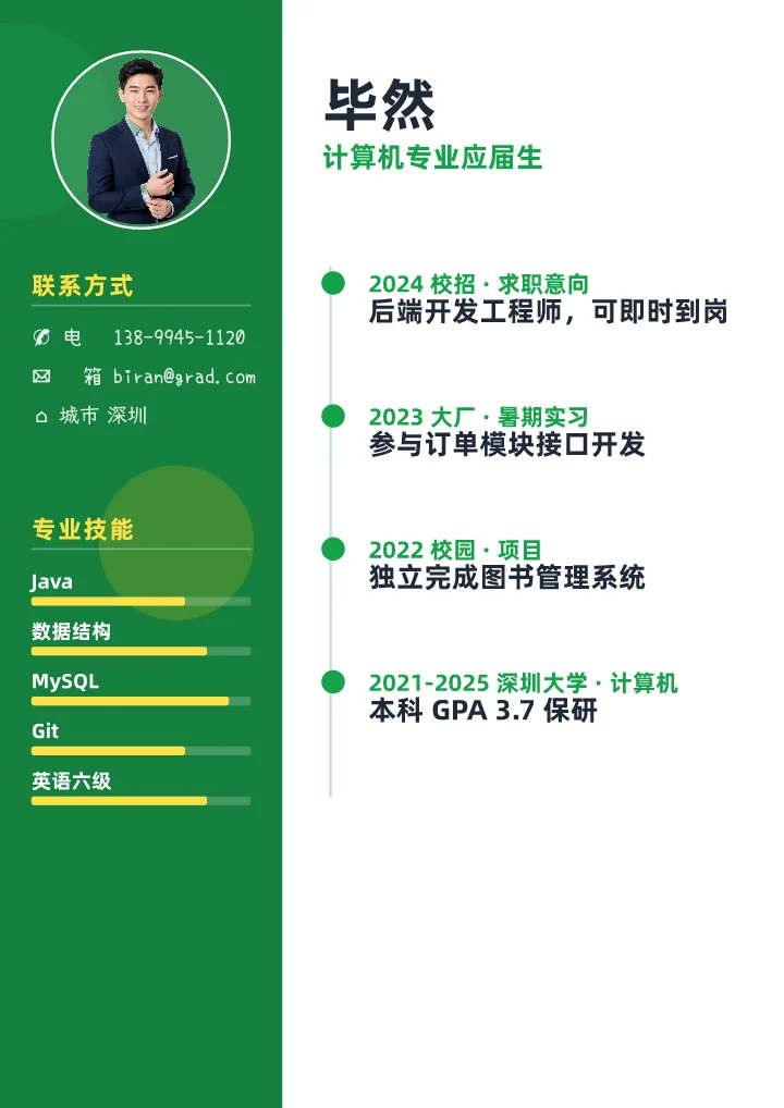 毕然 · 应届毕业生