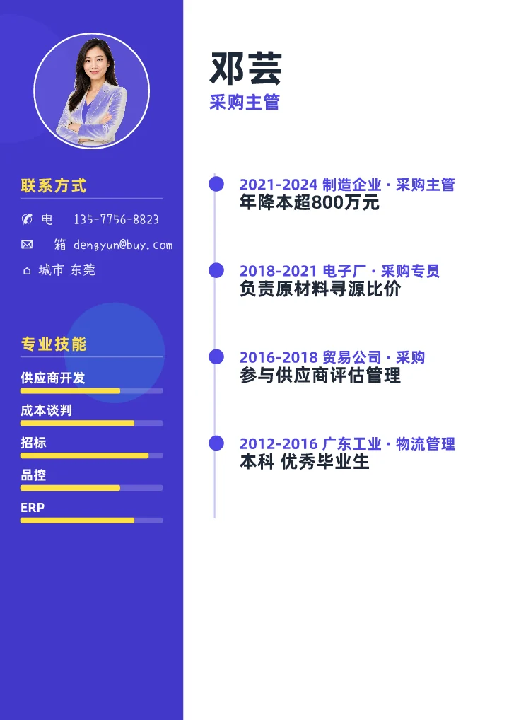 邓芸 · 采购专员